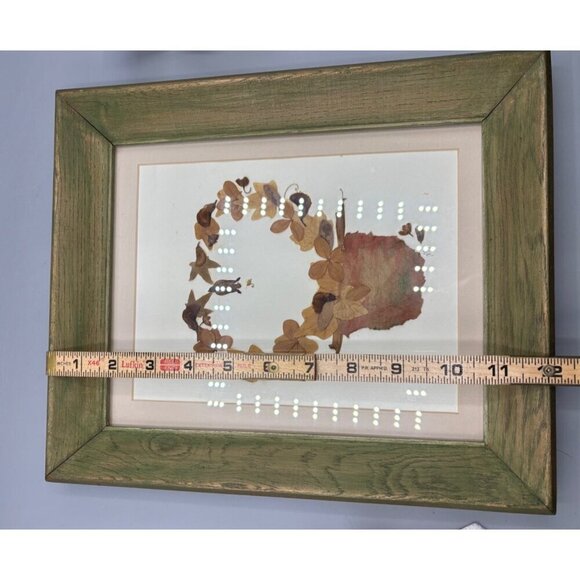 Vtg Botanical Art Framed Pressed Flower Heart Green Wood Frame Wall Decor - Picture 5 of 6